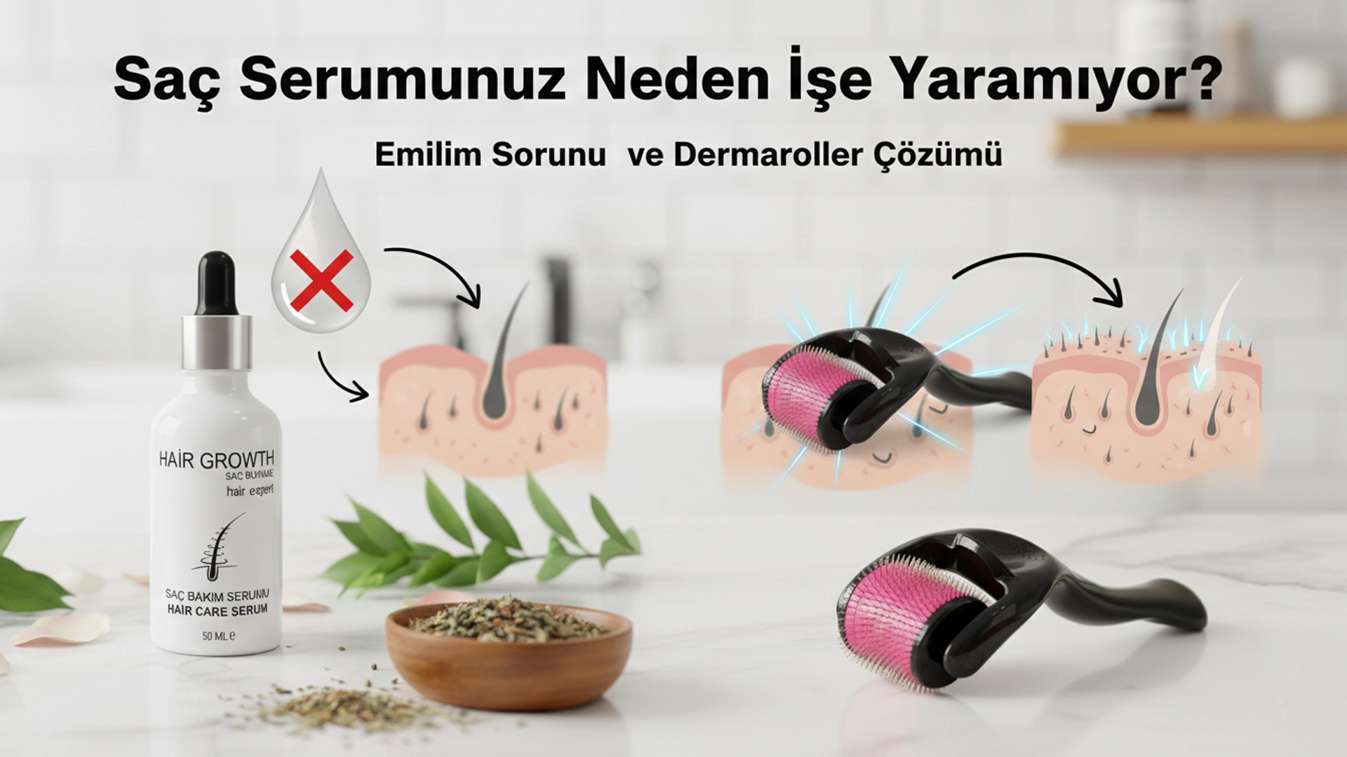 Saç Serumunuz Neden İşe Yaramıyor? "Emilim Sorunu" ve Dermaroller Çözümü